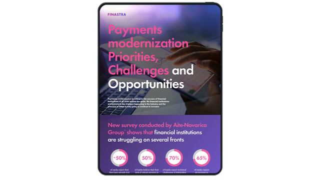 Image of tablet with cover slide for "Payments modernisation - Priorities, challenges and opportunities" infographic