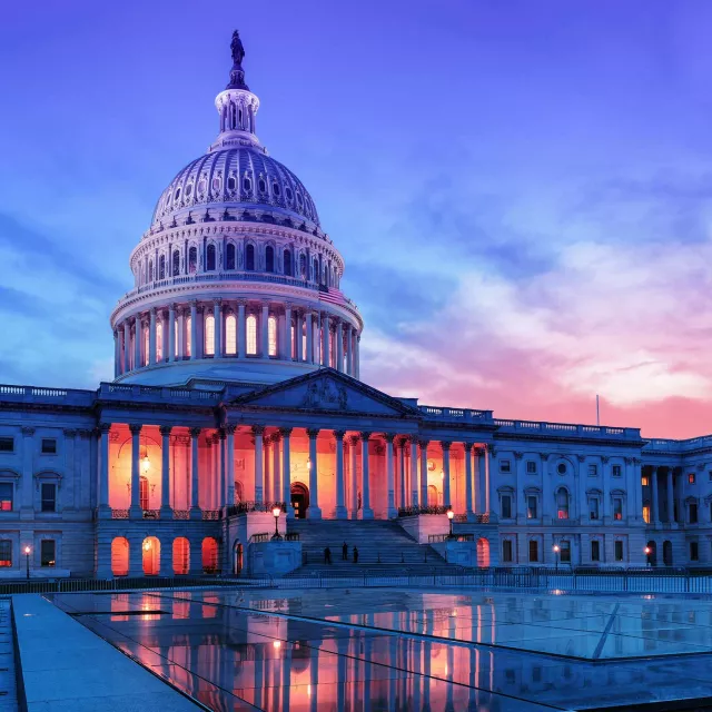 Image of United States Capitol Building at sunset