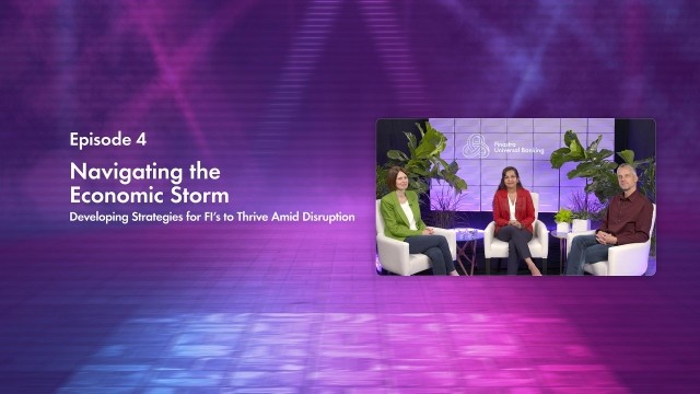 Cover slide for "Navigating the economic storm" Finastra TV episode