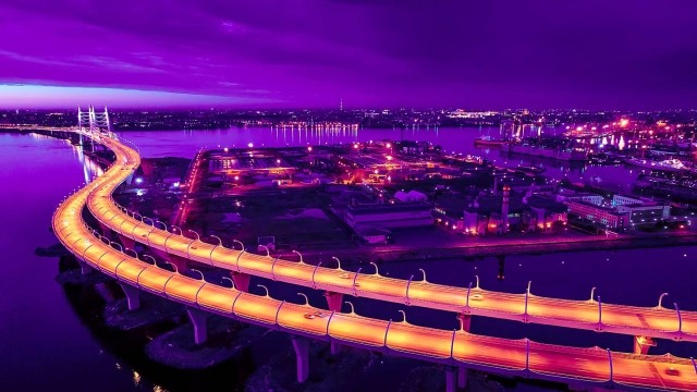 Image of bridge at night