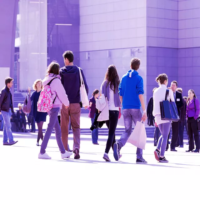 Image of people walking outdoors