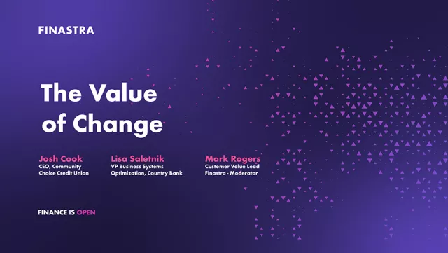 Cover image for "The value of change. How do you measure success? Core banking evaluation." webinar