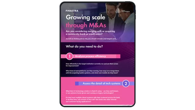 Image of tablet with cover slide of "Growing scale through M&As" infographic