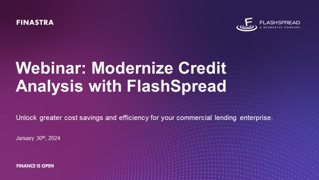 Cover image for "Modernize credit analysis with Finastra and FlashSpread" webinar