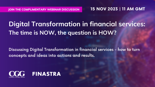 Image for "Digital Transformation in financial services: The time is NOW, the question is HOW?" webinar