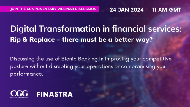Image for "Digital Transformation in financial services: Rip & Replace – there must be a better way?" webinar