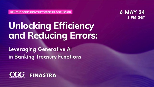 Cover slide image of "Unlocking efficiency and reducing errors: Leveraging Generative AI in banking treasury functions" webinar