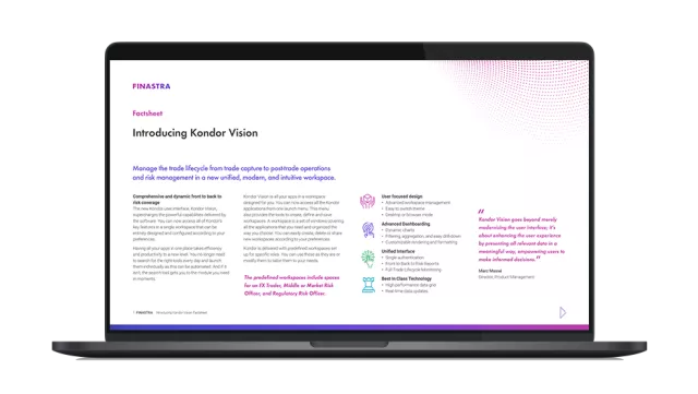 Image of laptop with cover slide for the "Kondor Vision: A unified, intuitive, and dynamic user experience" factsheet