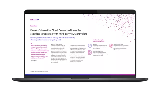 Cover image for "Finastra LaserPro Connect API" factsheet