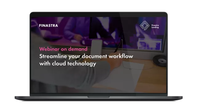 Image of laptop with cover slide of "Streamline your document workflow with cloud technology" webinar