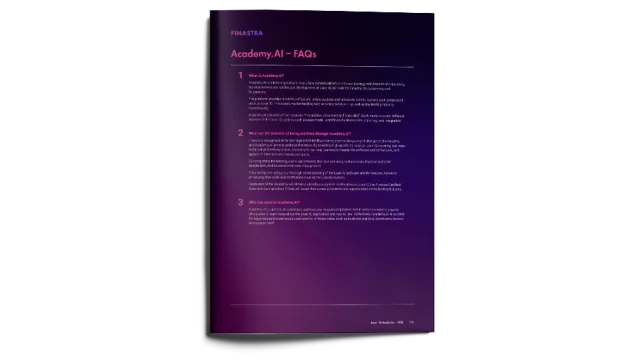 Image of document with cover slide for the Academy.AI FAQs infographic