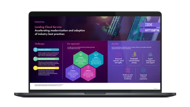 Image of laptop with cover slide for the Lending Cloud Service infographic