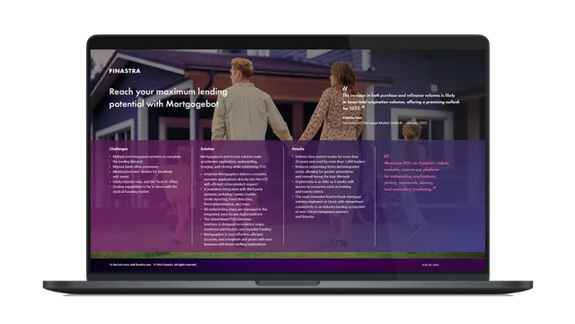 Image of laptop with cover slide of "Reach your maximum lending potential with Mortgagebot" infographic
