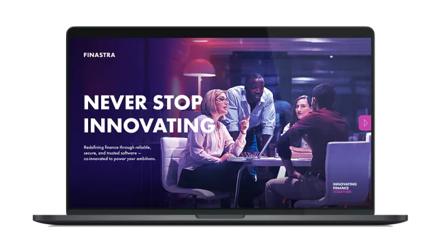 Image of laptop with cover slide for the "Never stop innovating" eBook