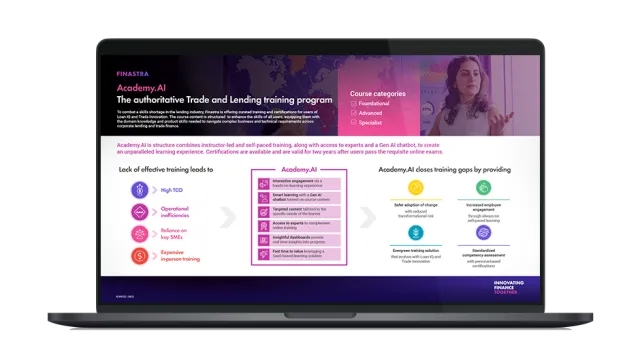 Image of laptop with cover slide for the "Academy.AI one-pager" infographic