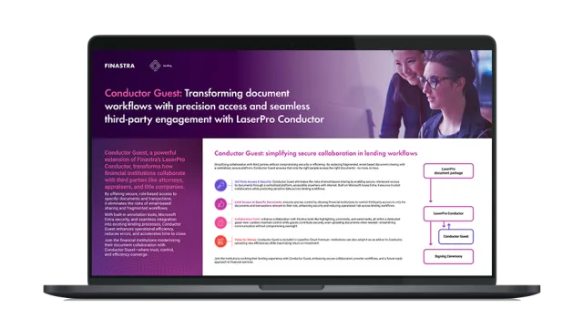 Image of laptop with cover slide for the "Conductor Guest: Secure, streamlined workflows with trusted third parties" infographic
