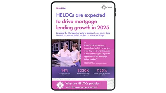 Image of tablet with cover slide of the "HELOCs are central to mortgage lending growth" infographic