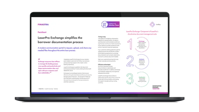 Image of laptop with cover slide for the LaserPro Exchange factsheet