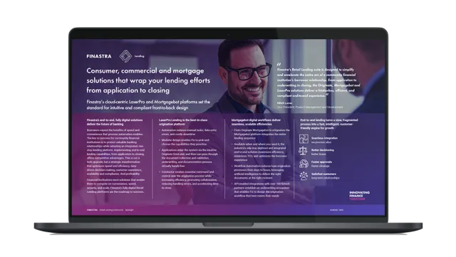 Cover image of "Consumer, commercial and mortgage solutions that wrap your lending efforts from application to closing" infographic