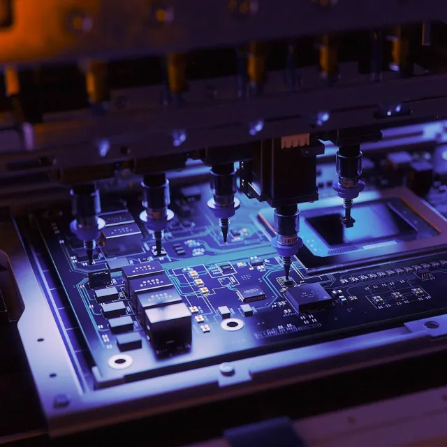 Image of technology board under a machine