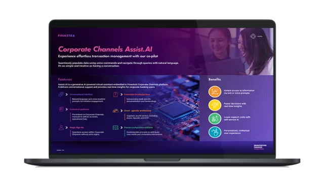Image of laptop with cover slide of "Corporate Channels Assist.AI" infographic