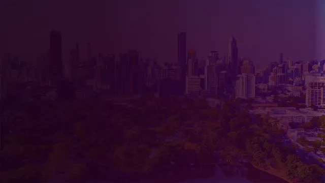 Awesome aerial view of Lumphini Park and Bangkok city in Thailand. Amazing cityscape. Bangkok is a popular tourist destination of Asia.