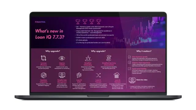 Image of laptop with cover slide for the "Loan IQ 7.7.3 Infographic"