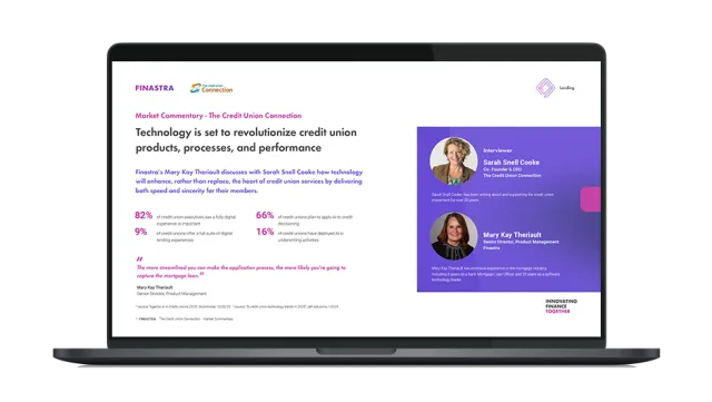 Image of laptop with cover slide of "Market commentary: The Credit Union Connection with Mary Kay" white paper