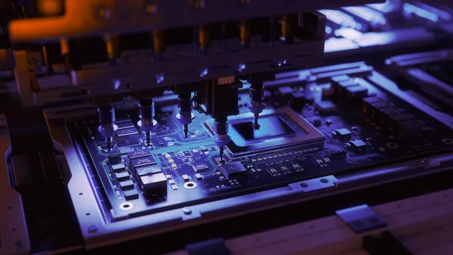 Image of technology board under a machine