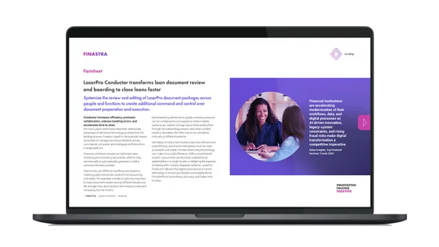 Image of laptop with cover slide of "LaserPro Conductor" factsheet