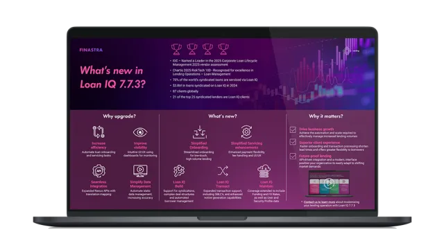 Image of laptop with cover slide for the "Loan IQ 7.7.3 Infographic"