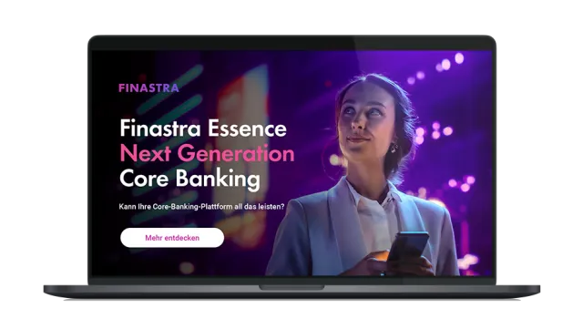 Image of laptop with cover slide of "Modernize your core for agility and growth (German)" infographic