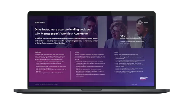 Image of laptop with cover slide of "Workflow automation spotlight" infographic