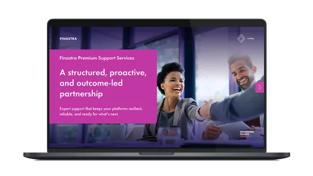 Image of laptop with cover slide of "A structured, proactive, and outcome-led partnership" brochure
