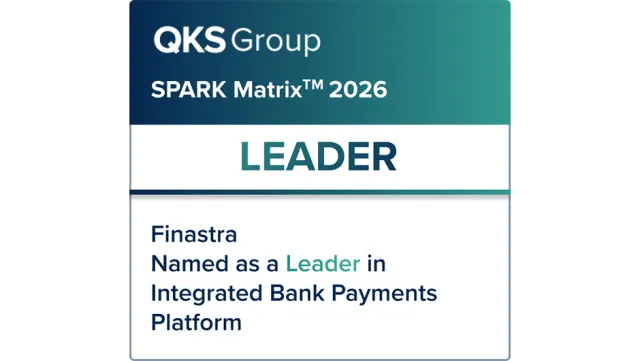 QKS Group SPARK Matrix™: Integrated Bank Payments Platform, Q3, 2026  Finastra named as a Leader award