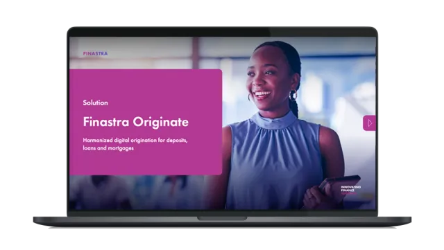 Image of laptop with cover slide for the "Finastra Originate - Digital origination for deposits, loans and mortgages" brochure