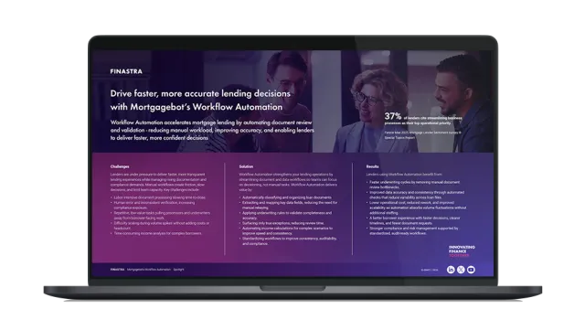 Image of laptop with cover slide of "Workflow automation spotlight" infographic