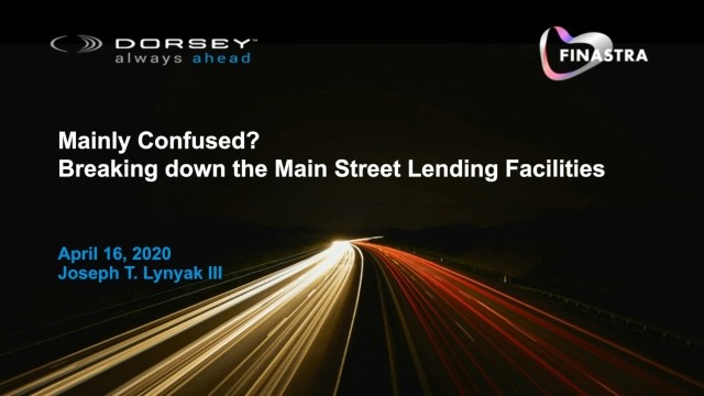 Mainly Confused? Breaking down the Main Street Lending Facilities