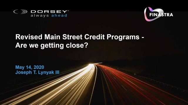 Revised Main Street Credit Programs - Are we getting close?