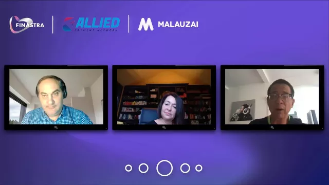 3 way video conference with purple background