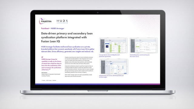 Image of laptop with HUBX Arranger factsheet