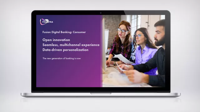 Image of laptop with 3 people looking at screen