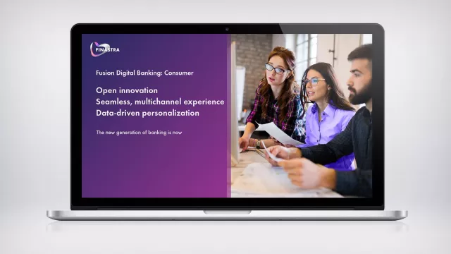 Image of laptop with 3 people looking at screen