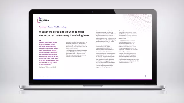 Fusion Total Screening - A sanctions screening solution to meet embargo and anti-money laundering laws