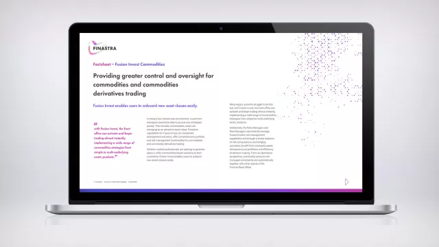 Image of laptop with slide on Fusion Invest Commodities (Factsheet)