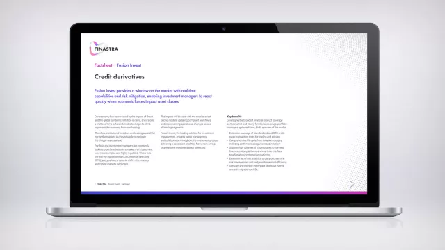 Image of laptop with slide on Fusion Invest Credit Derivatives (Factsheet)