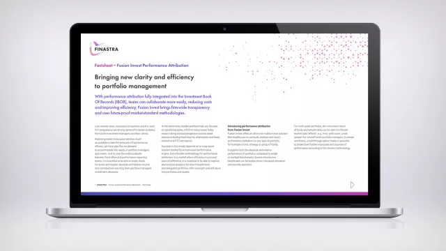 Image of laptop with slide on Fusion Invest Performance Attribution (Factsheet)