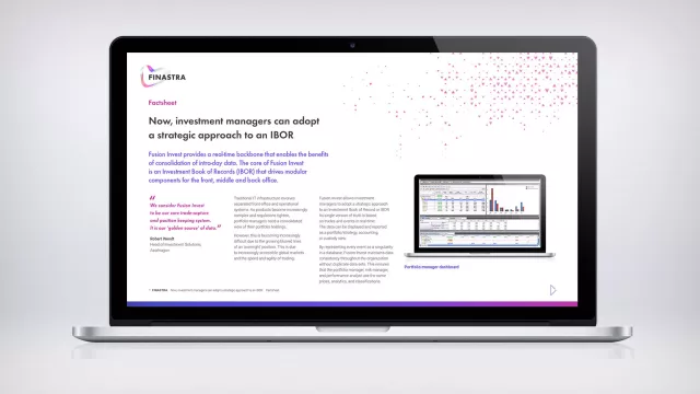 Image of laptop with cover of Real Time Multi-Asset Class IBOR (Factsheet)