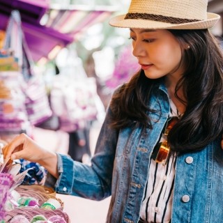 Woman shopping in hat