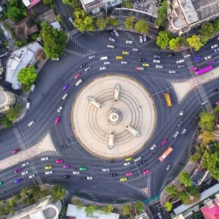 Aerial view of a roundabout